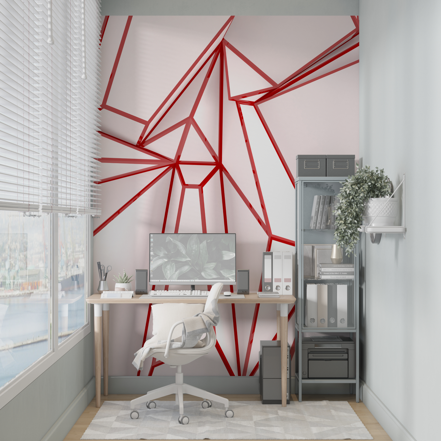 Papier Peint Géométrique Rouge Et Blanc - merlin leroy