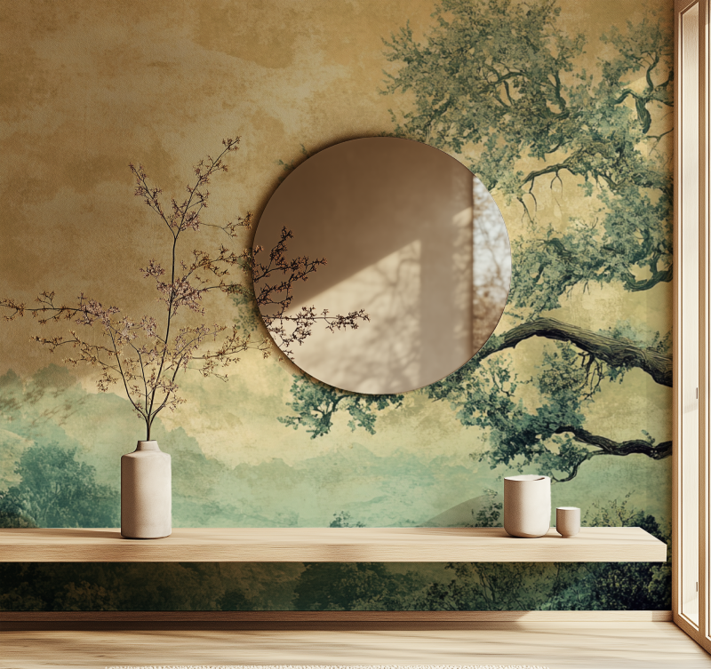 Papier peint vintage paysage miroir