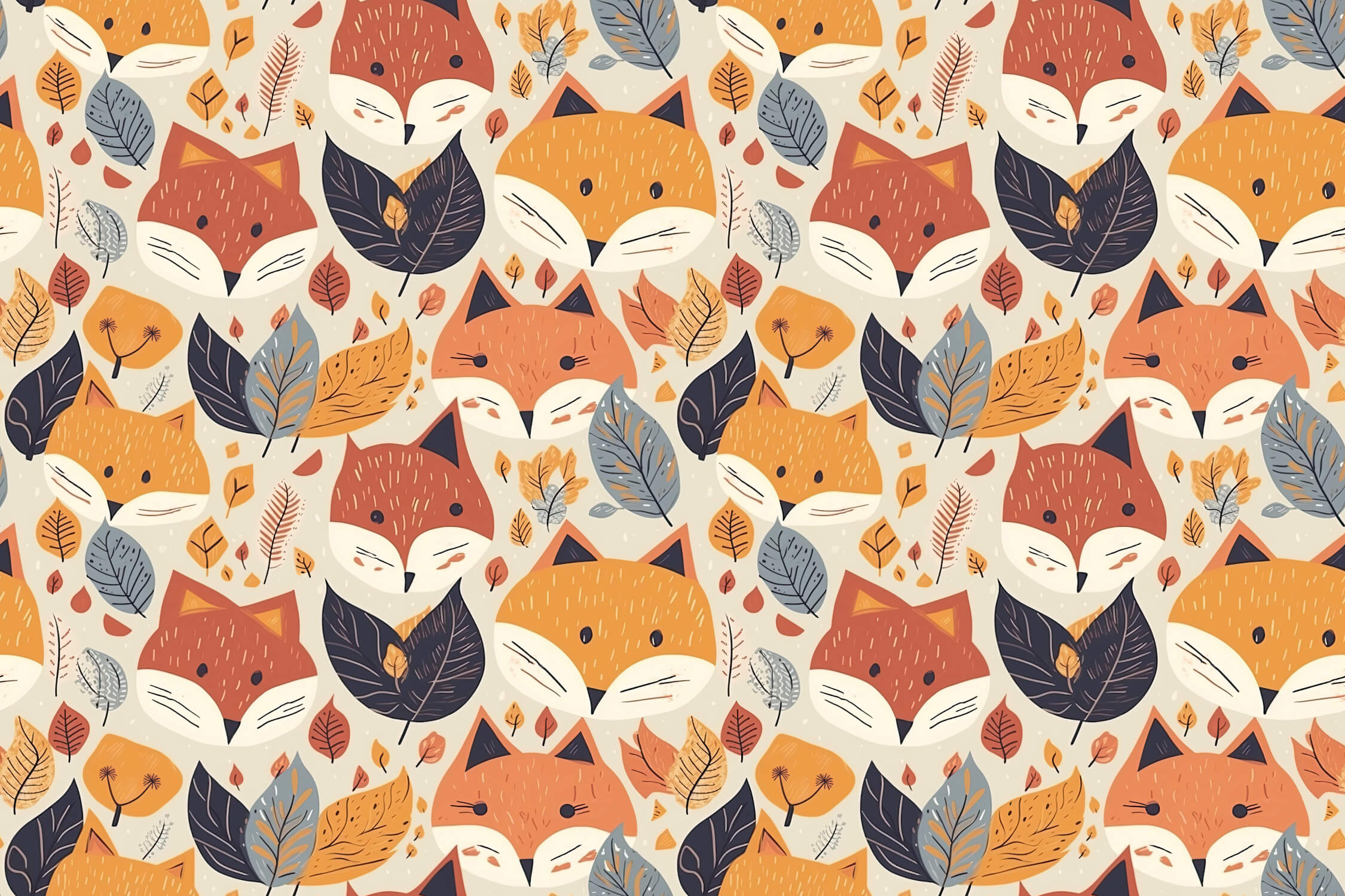 Papier Peint Renard Et Motifs Colorés