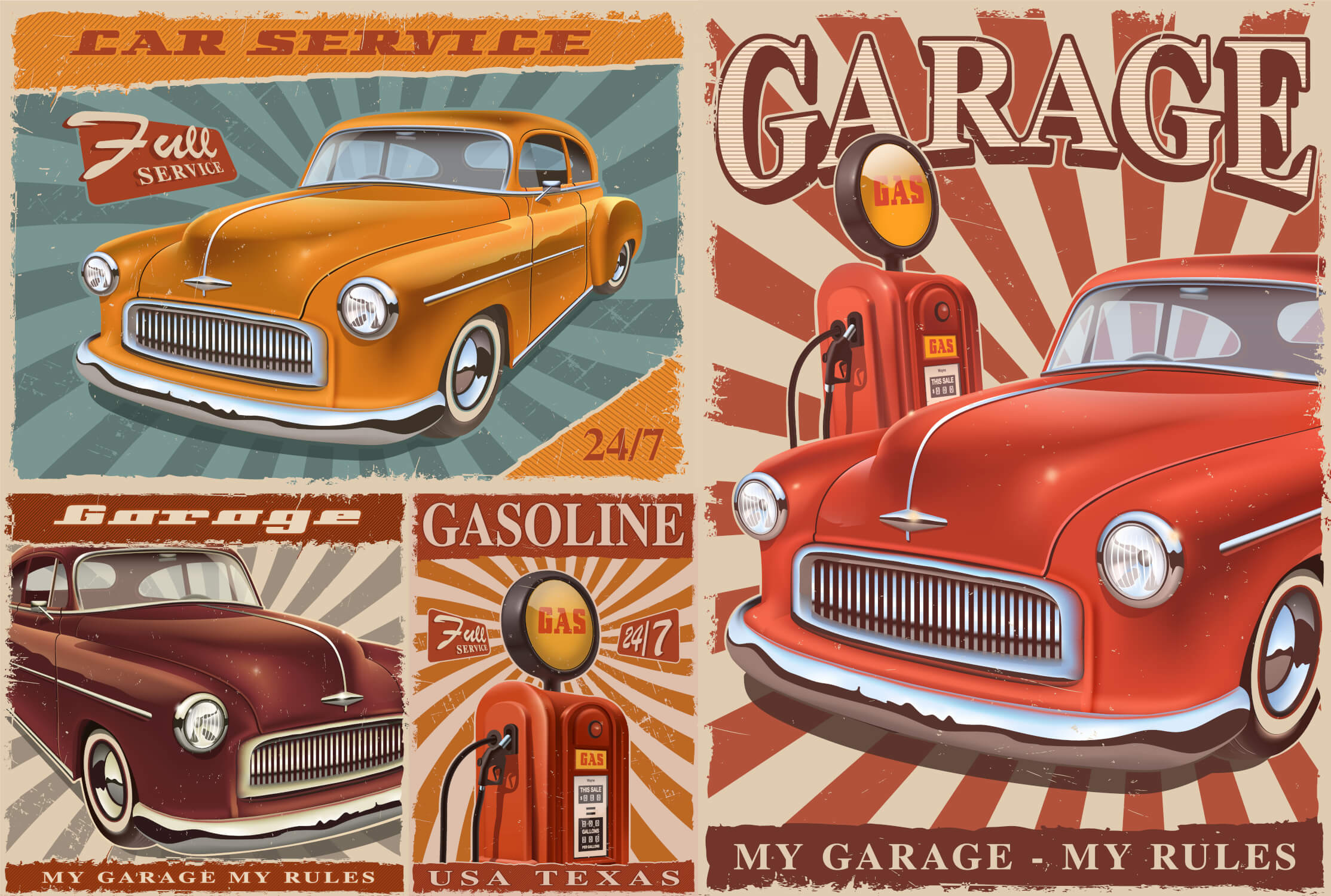 Papier Peint Rétro Voiture Usa