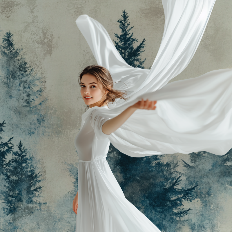 Papier peint arbre bleu canard modele