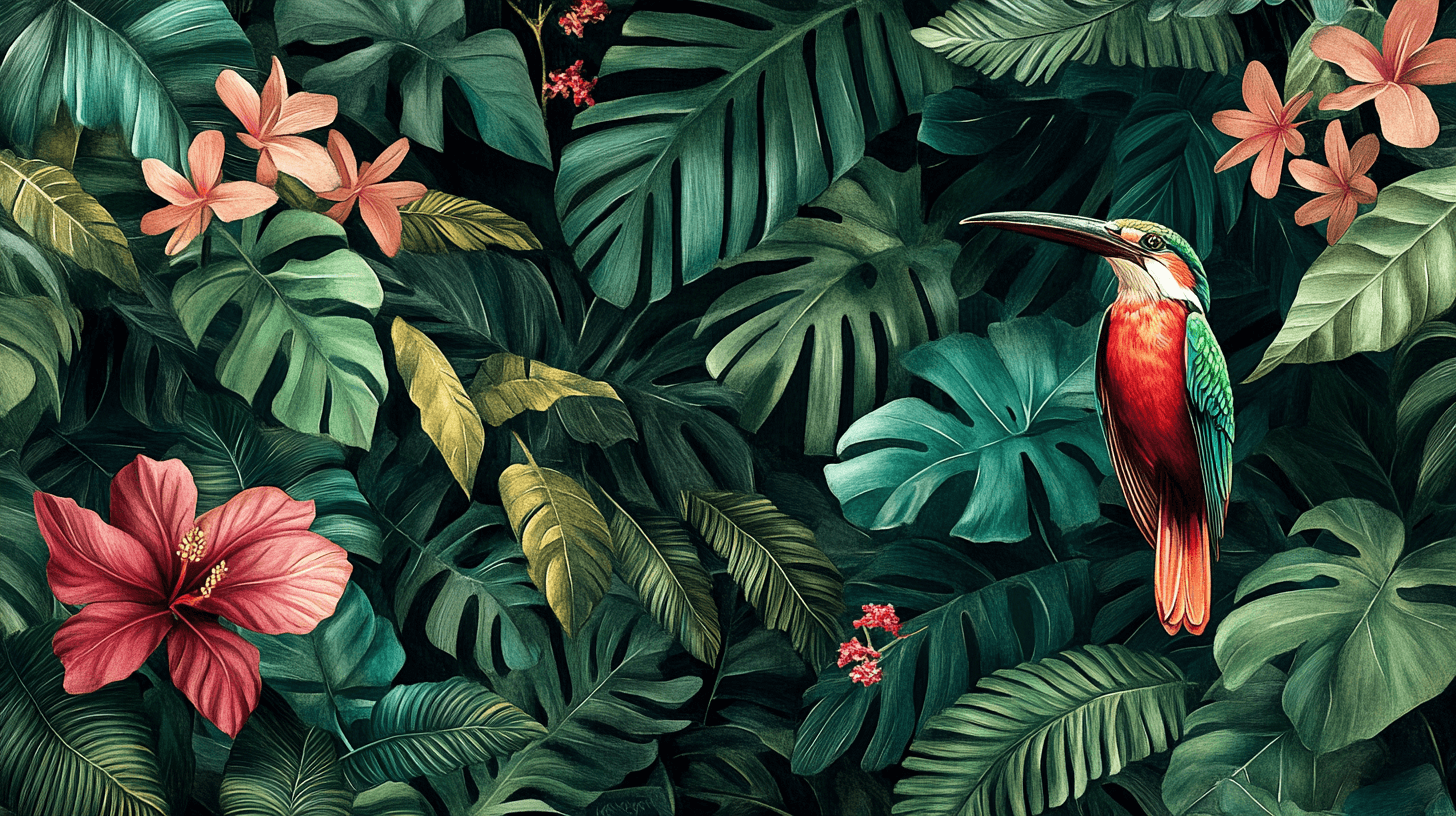 Papier Peint Aquarelle Jungle Exotique