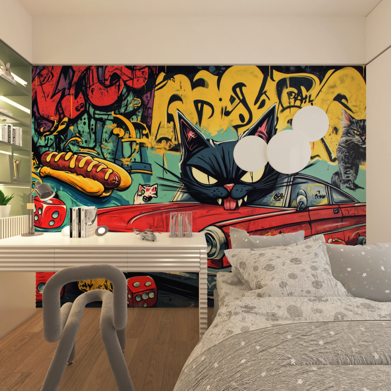 Papier peint graffiti voiture enfant chambre adolescents