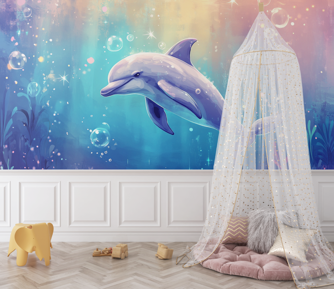 Papier peint marin mon gentil dauphin bebe