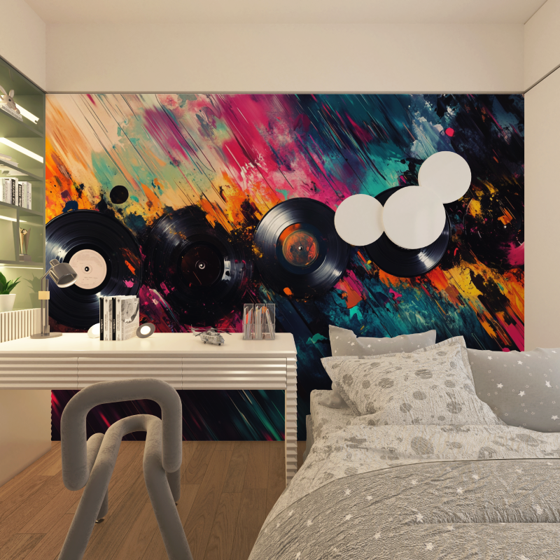 Papier peint panoramique musique chambre adolescents