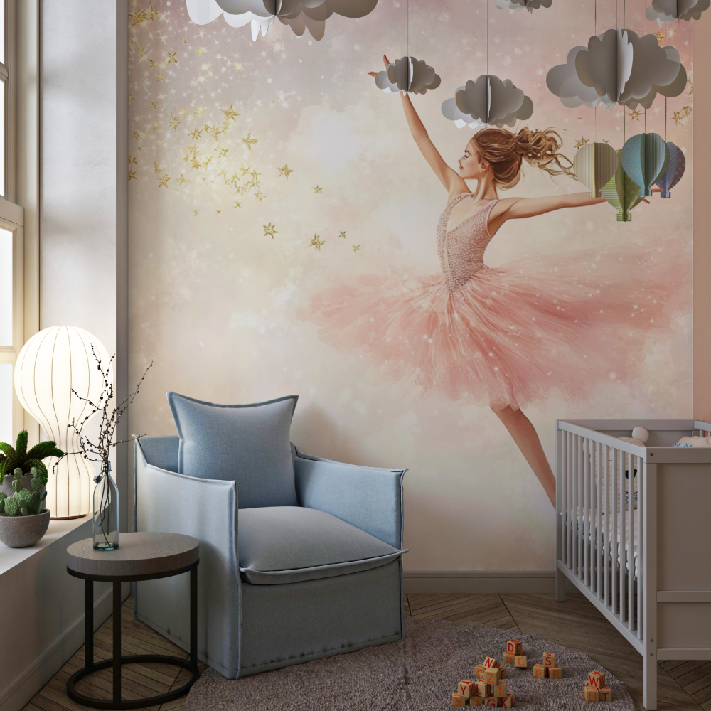 Papier peint princesse danseuse...es nuages chambre de fille