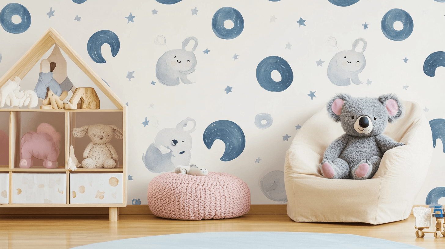 Papier Peint Koala Pastel Et Arc Lunaire