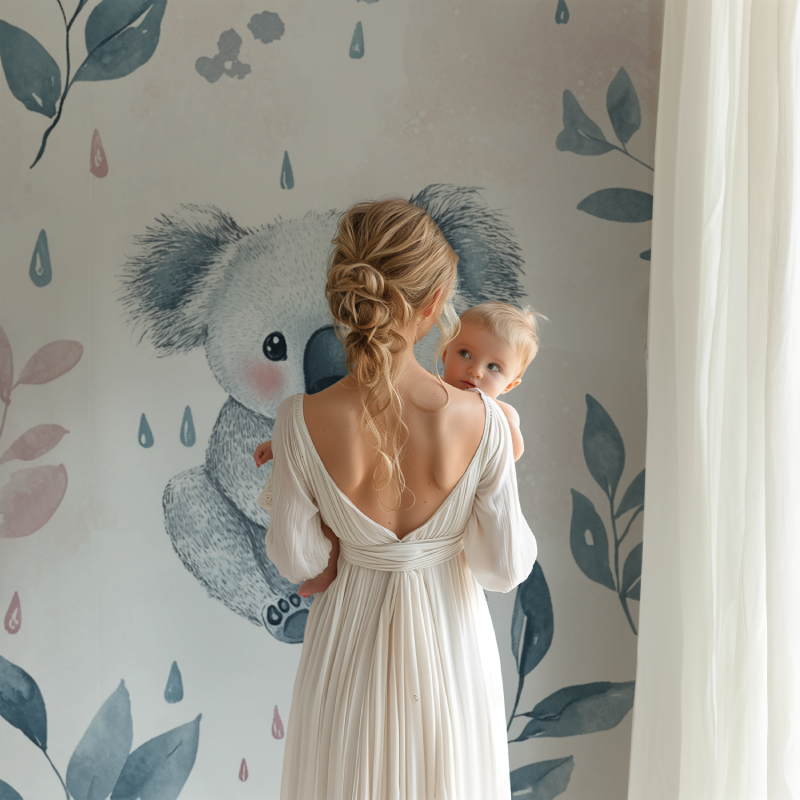 Papier peint koala et pluie douce bb123