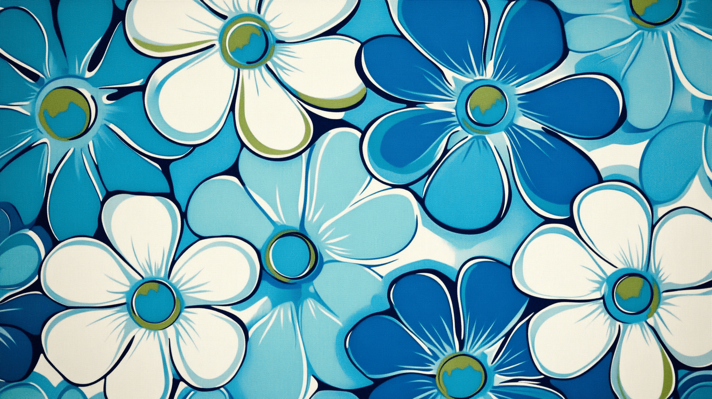 Papier Peint Fleur Vintage Bleu Hippy