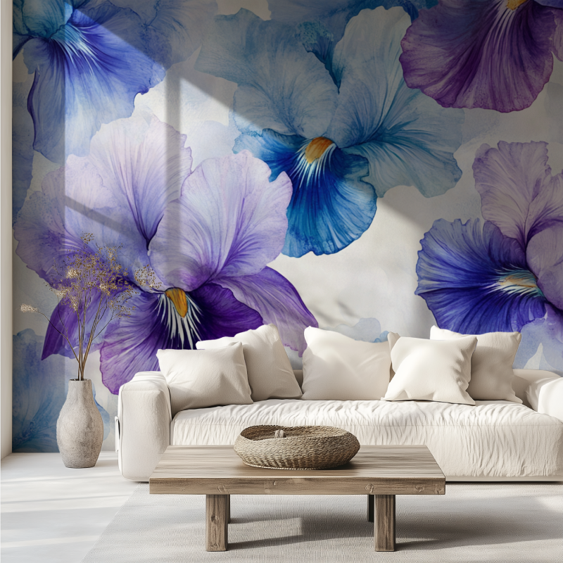 Papier peint fleur diris canape tendance