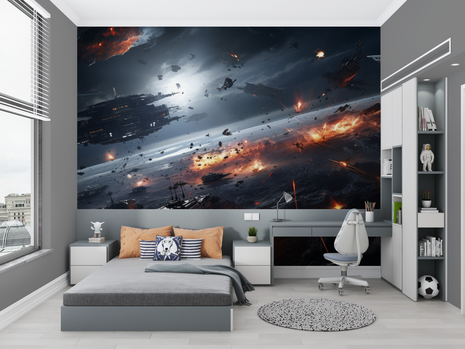 Papier peint bataille star wars chambre petit