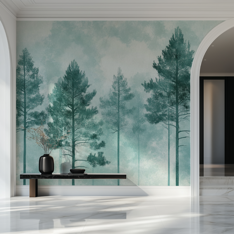 Papier peint arbre pin salon beau