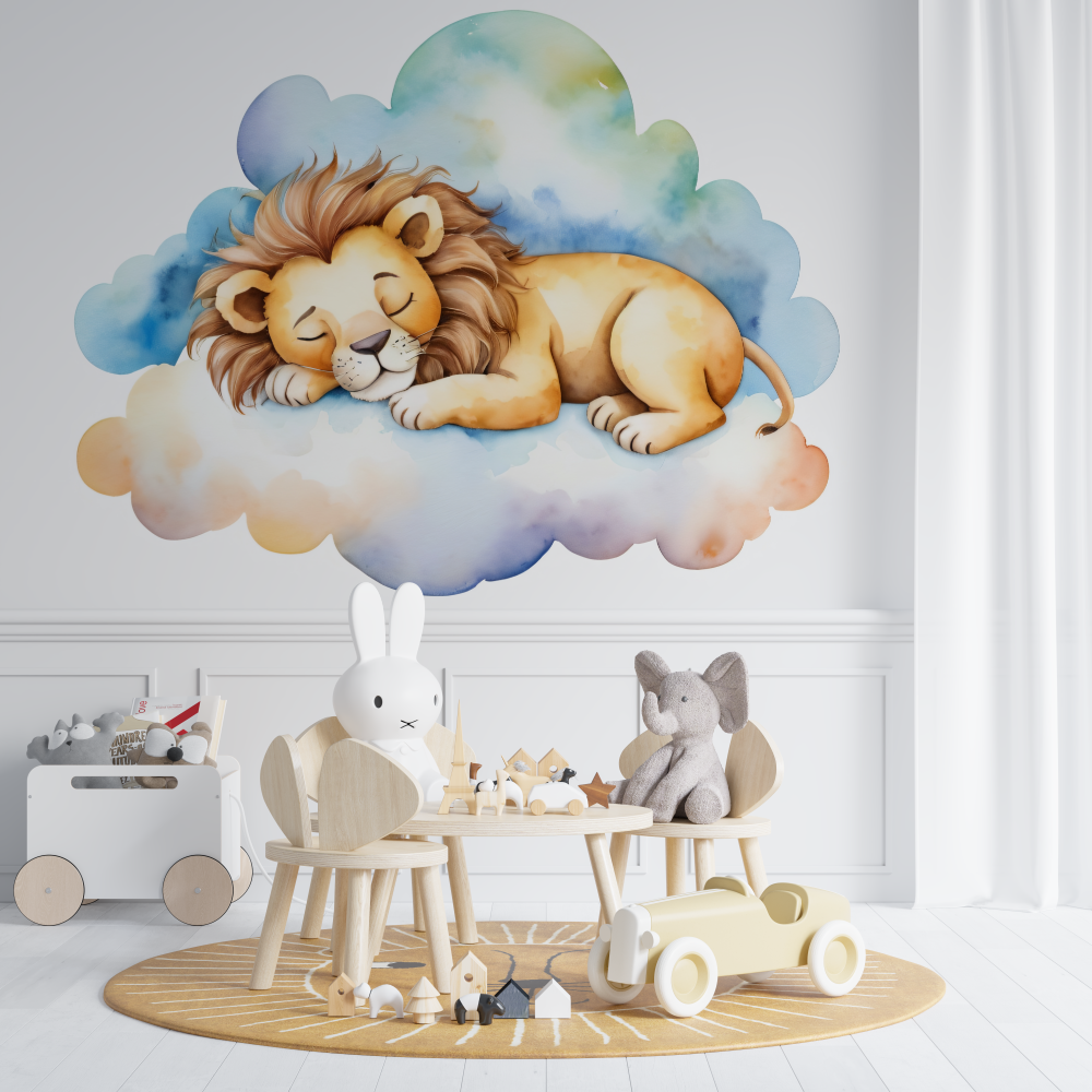 Papier peint lionceau endormi chambre de bebe