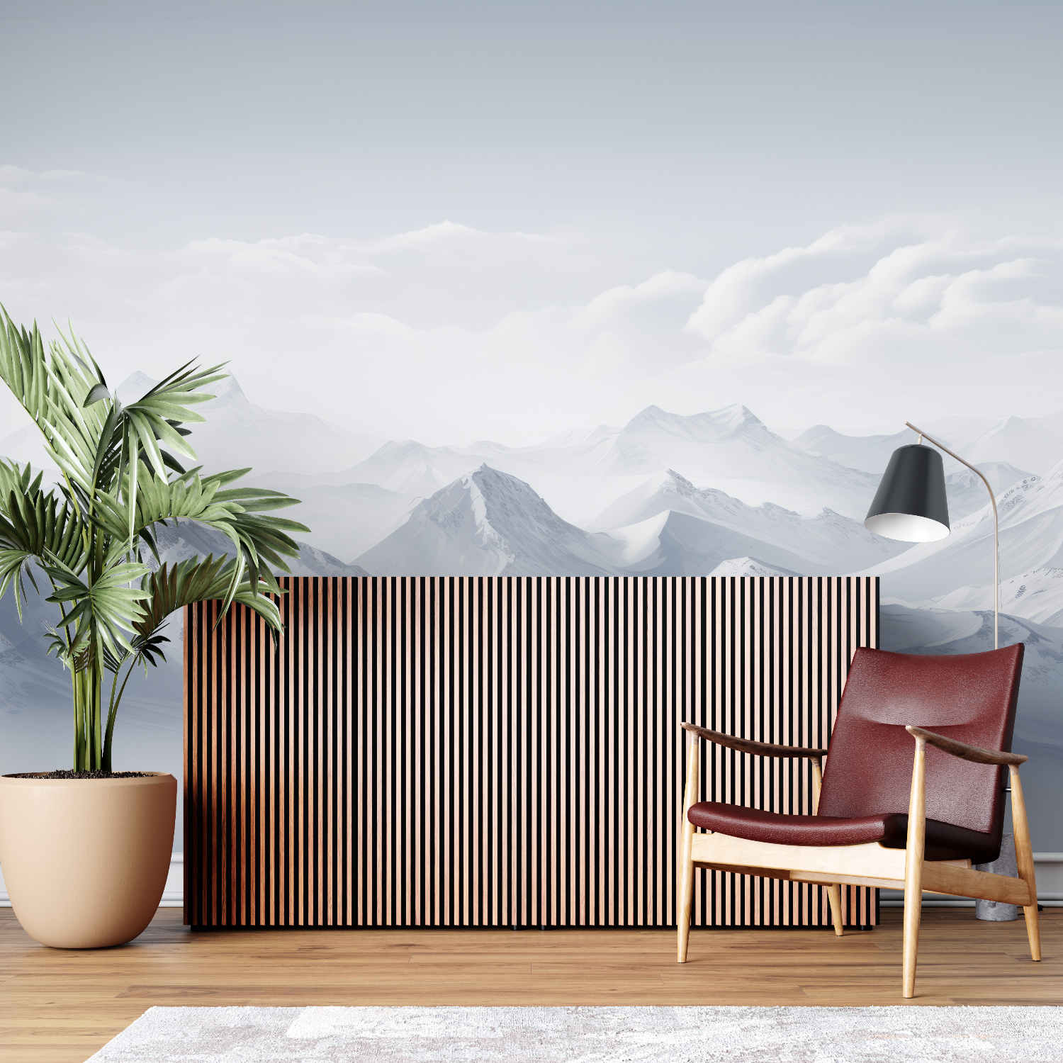 Papier peint aquarelle alpes sur mesure