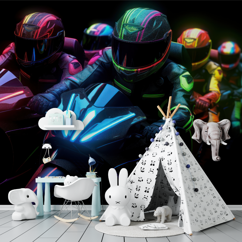 Papier peint pilote motocross led tapisserie murs