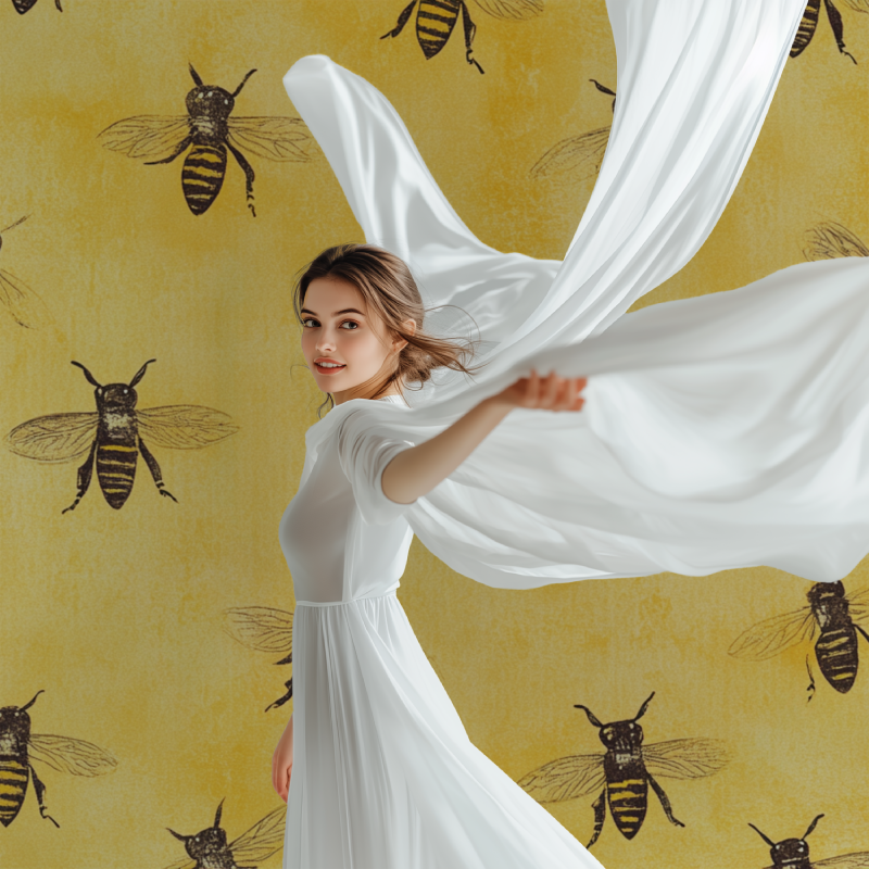 Papier peint vintage nid dabeilles modele