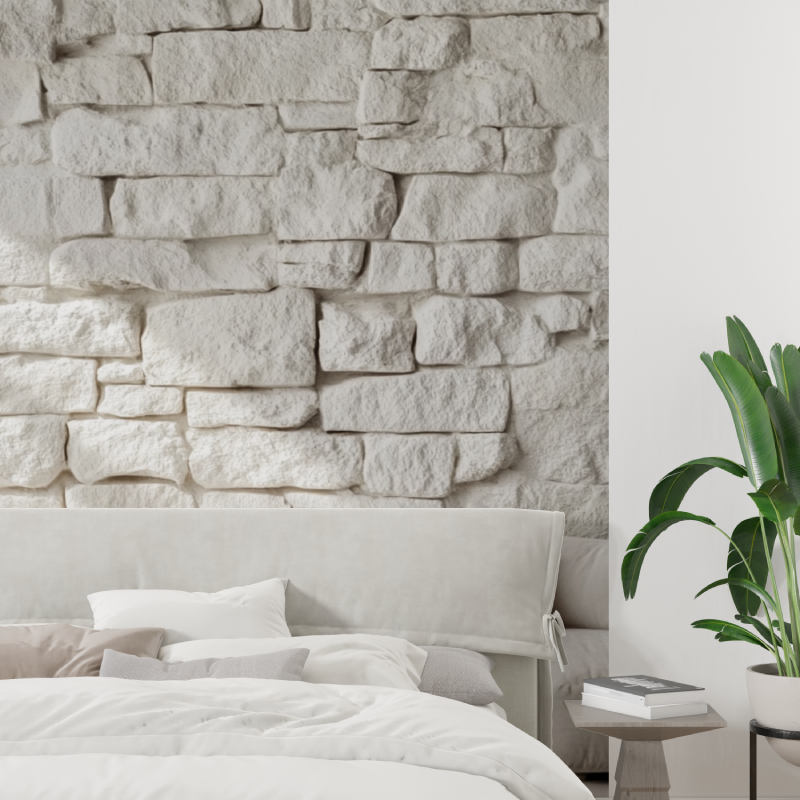 Papier peint trompe loeil brique blanche tapisserie tendance