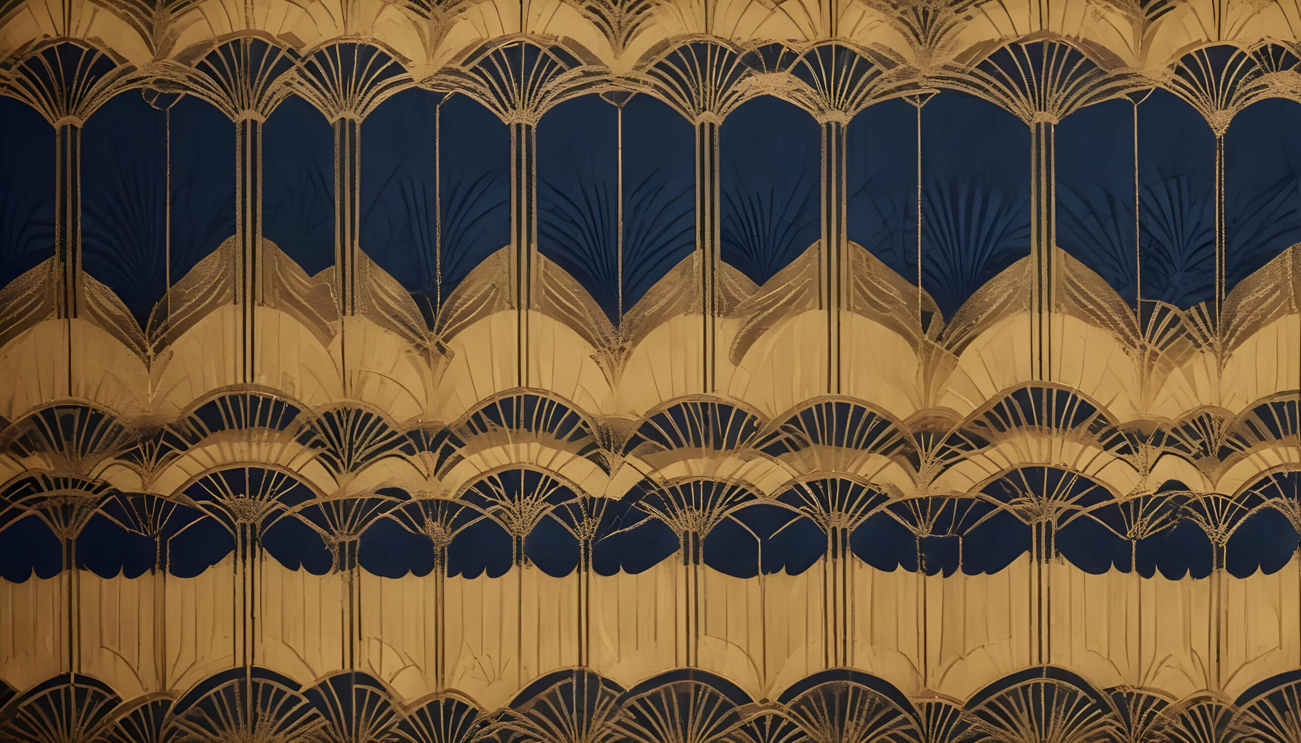 Papier Peint Art Déco Paradis bleu