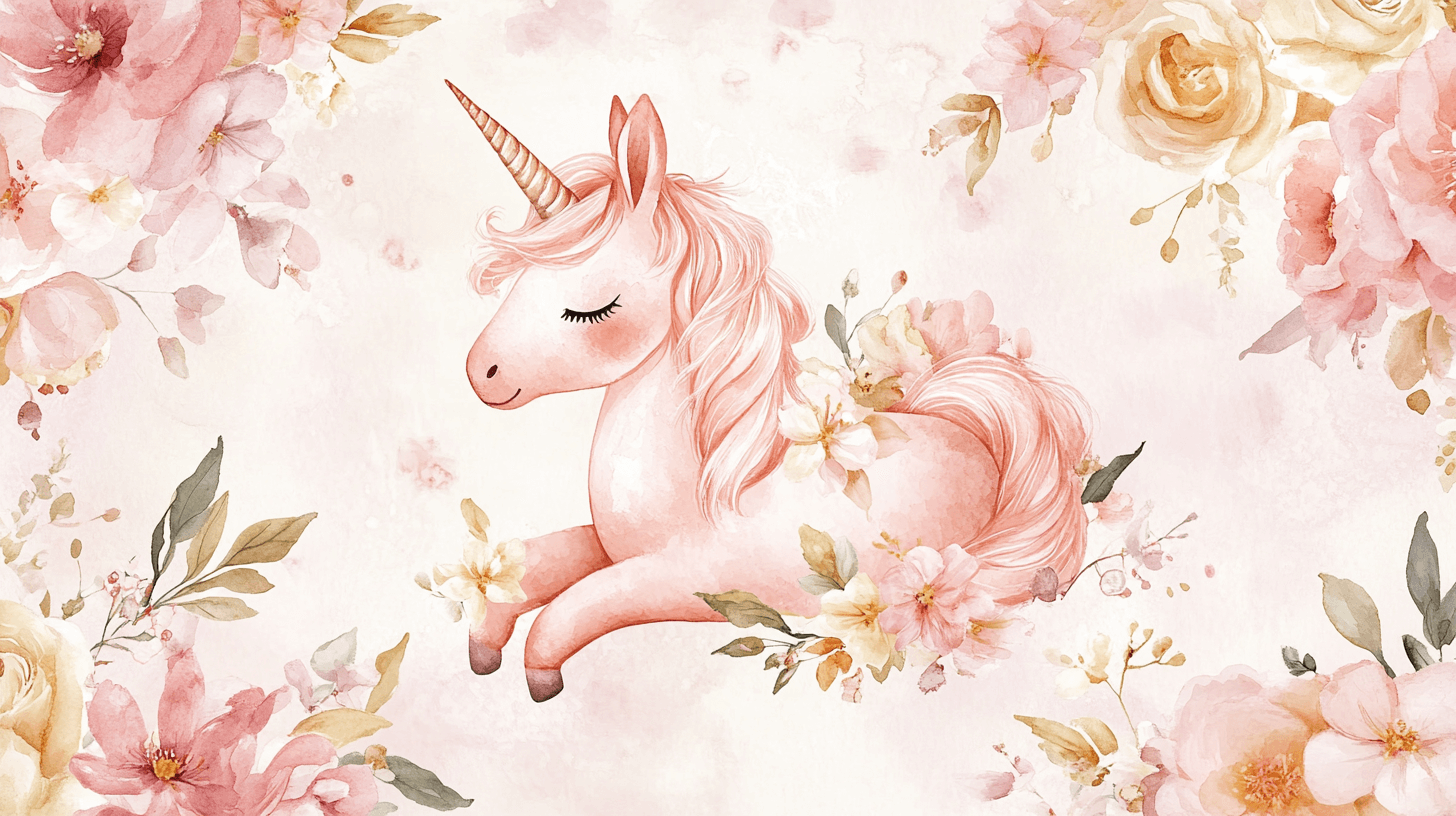 Papier Peint Licorne Chambre En Fleur