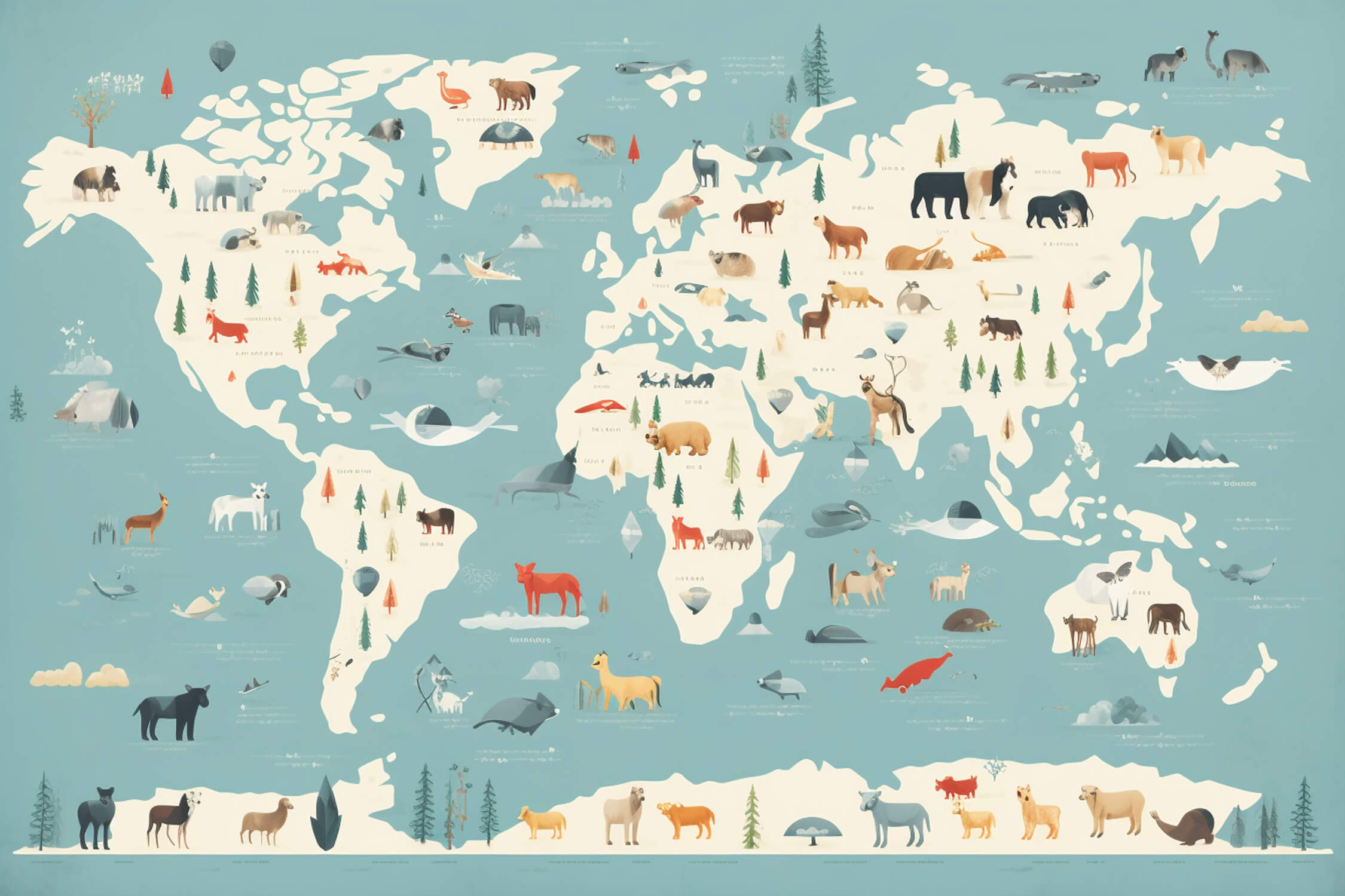 Papier Peint Carte Du Monde Animaux Enfant