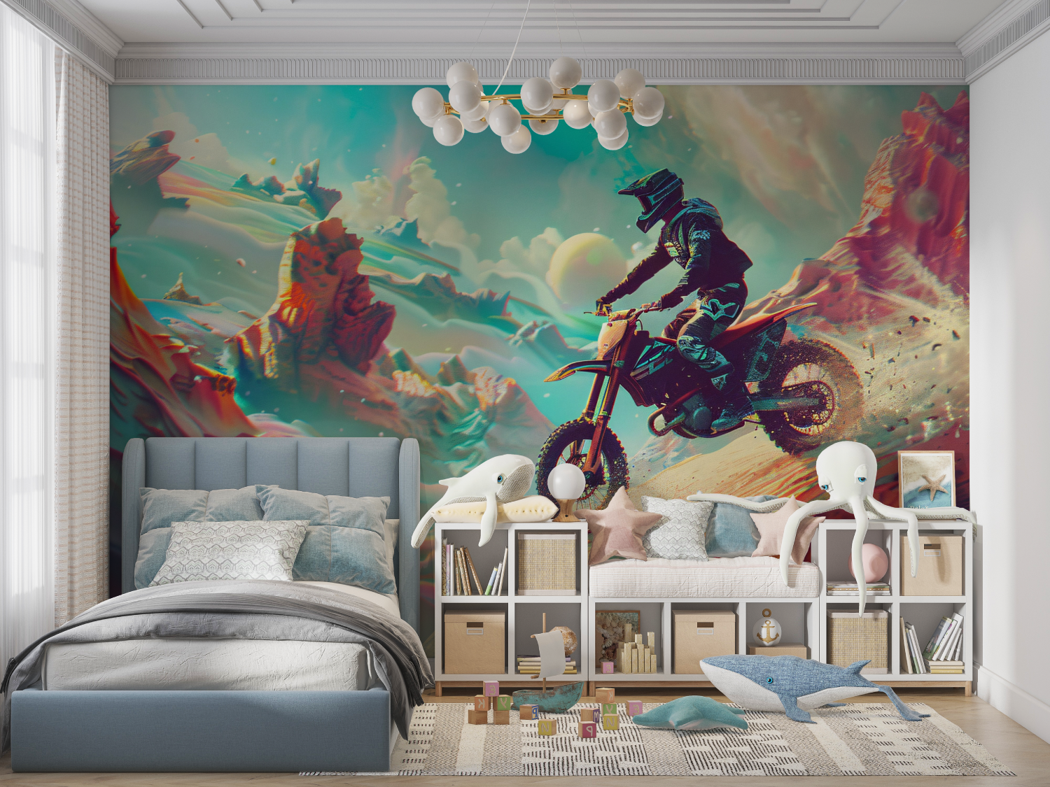 Papier peint motocross tapisserie panoramique garcon