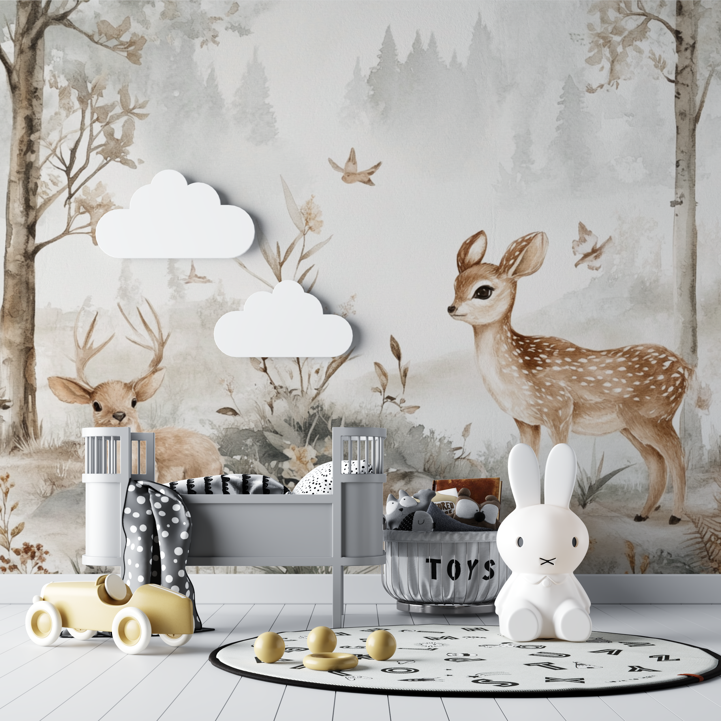 Papier peint biche et foret bebe tipi