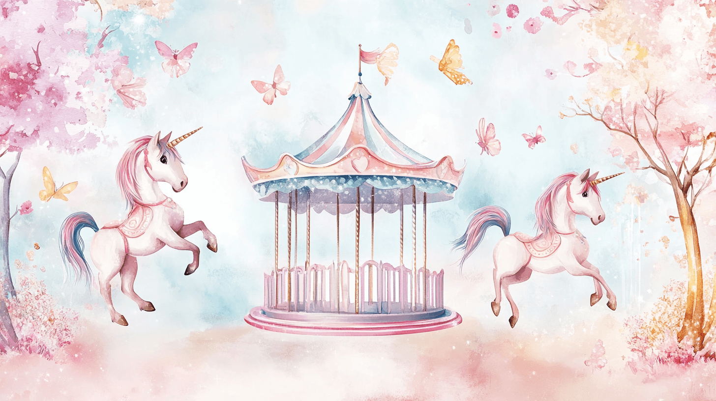 Papier Peint Licorne 4 Murs Fête Carrousel