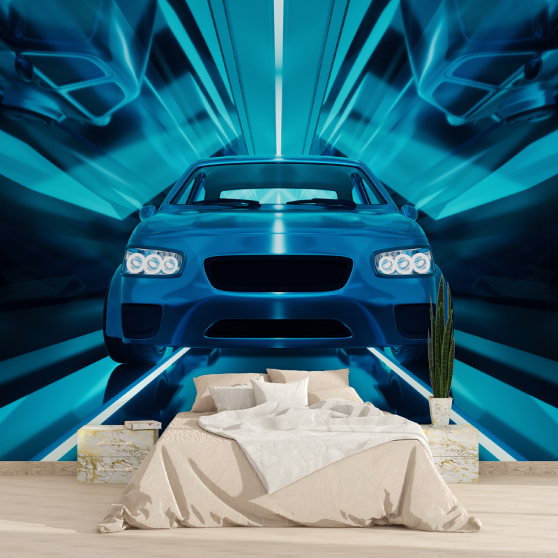 Papier peint 3d voiture bleu 1815