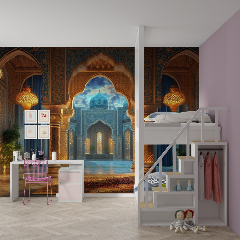 Papier peint classique palais oriental mur chambre fille