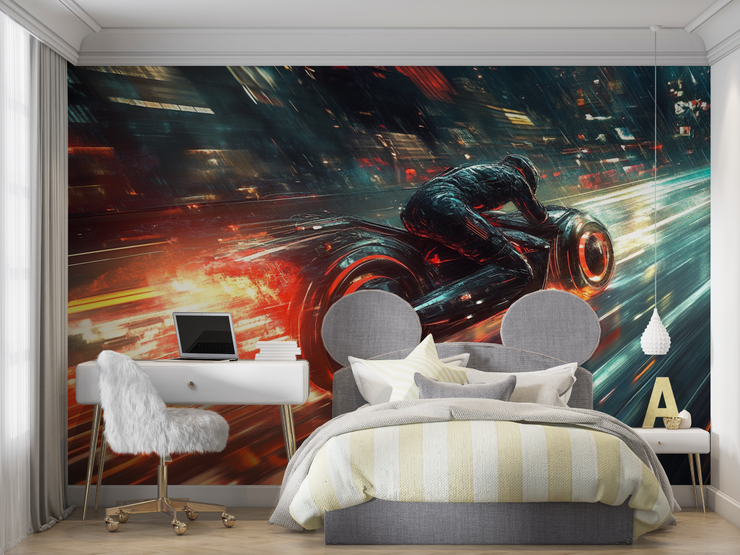 Papier peint moto du futur mur chambre panoramique