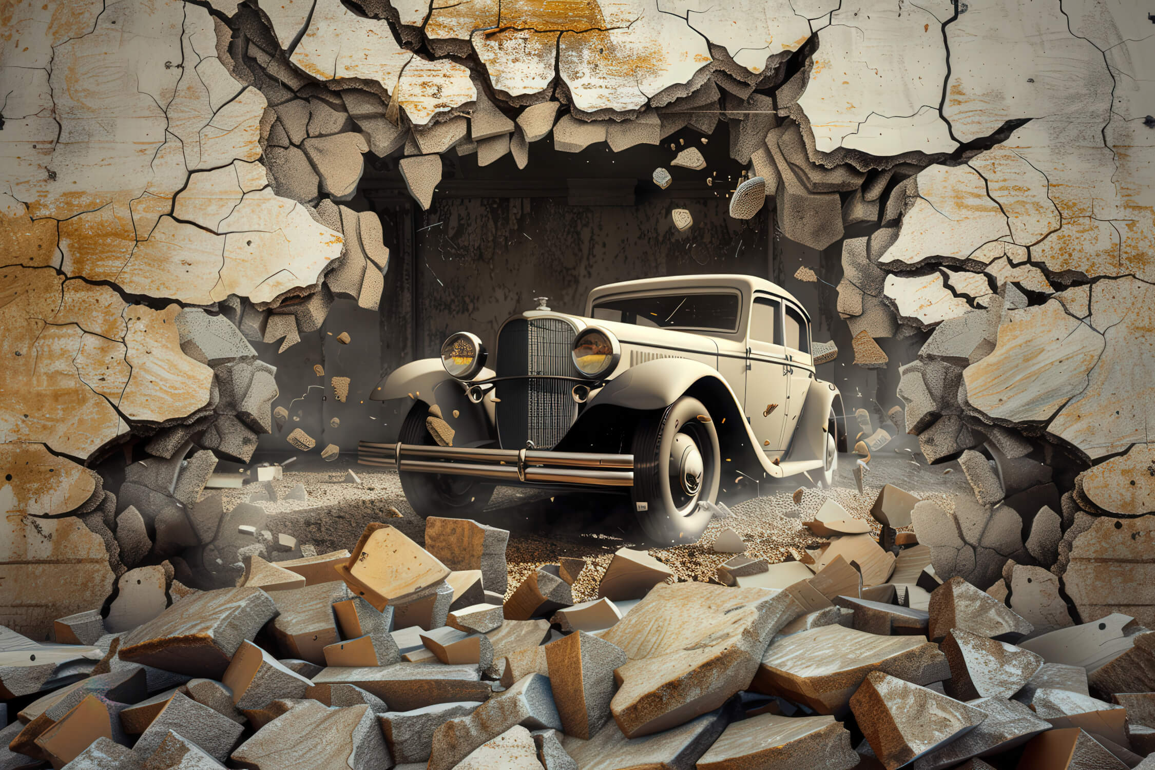 Papier Peint Trompe Loeil Voiture