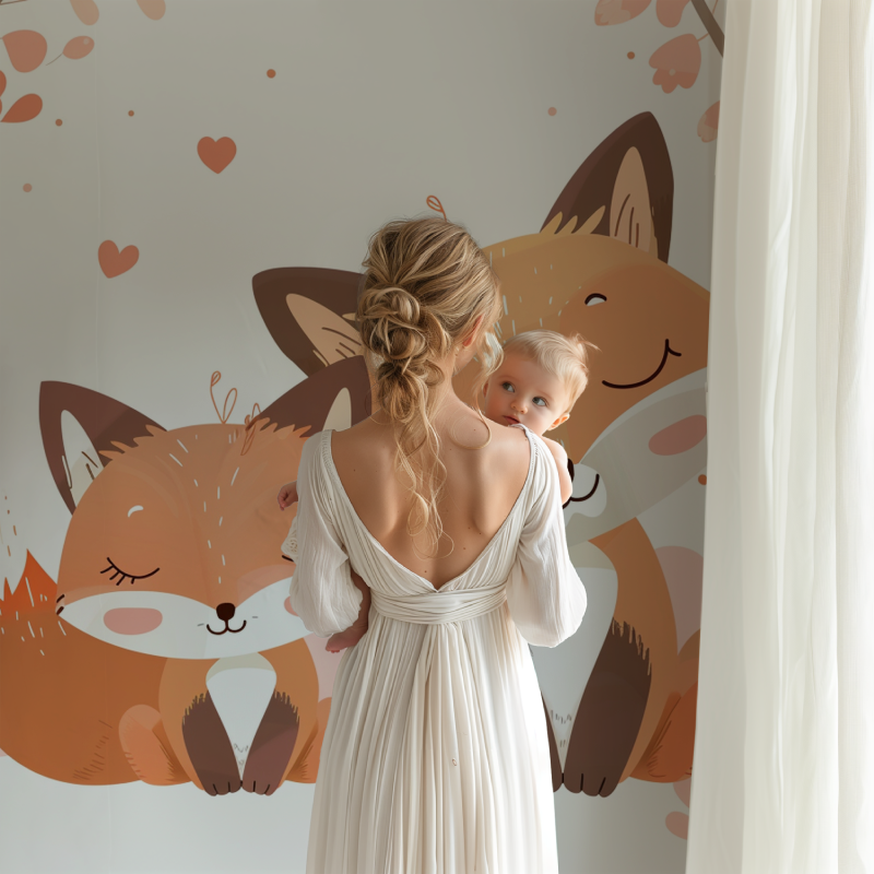 Papier peint renard couple bb123
