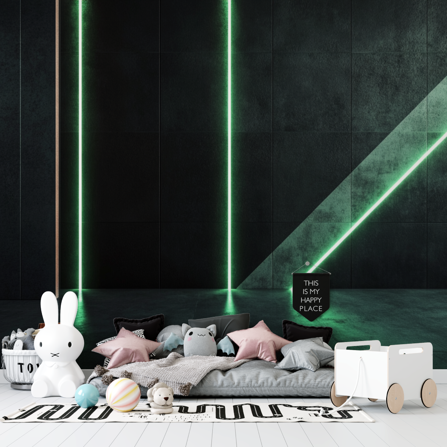 Papier peint chambre futuriste enfants tapisserie garcon