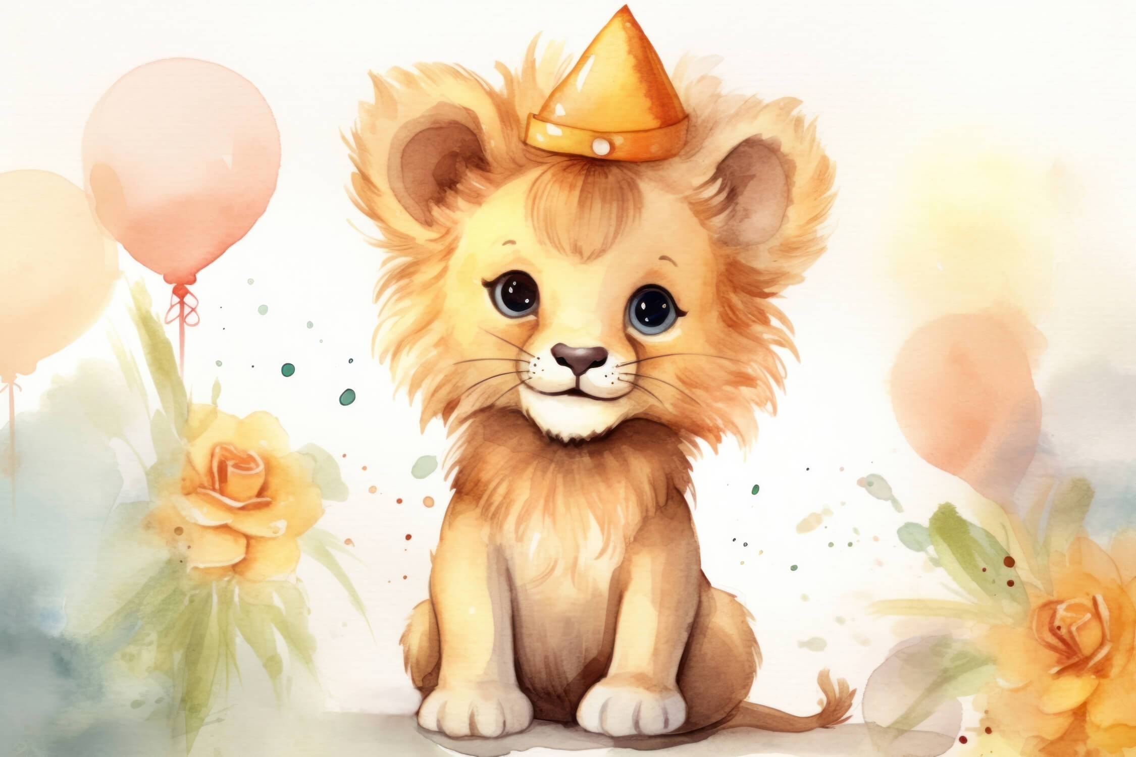 Papier Peint Lionceau Bébé Aquarelle