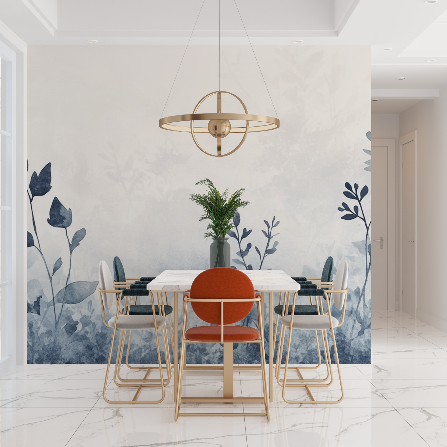 Papier peint aquarelle herbes floues tendances