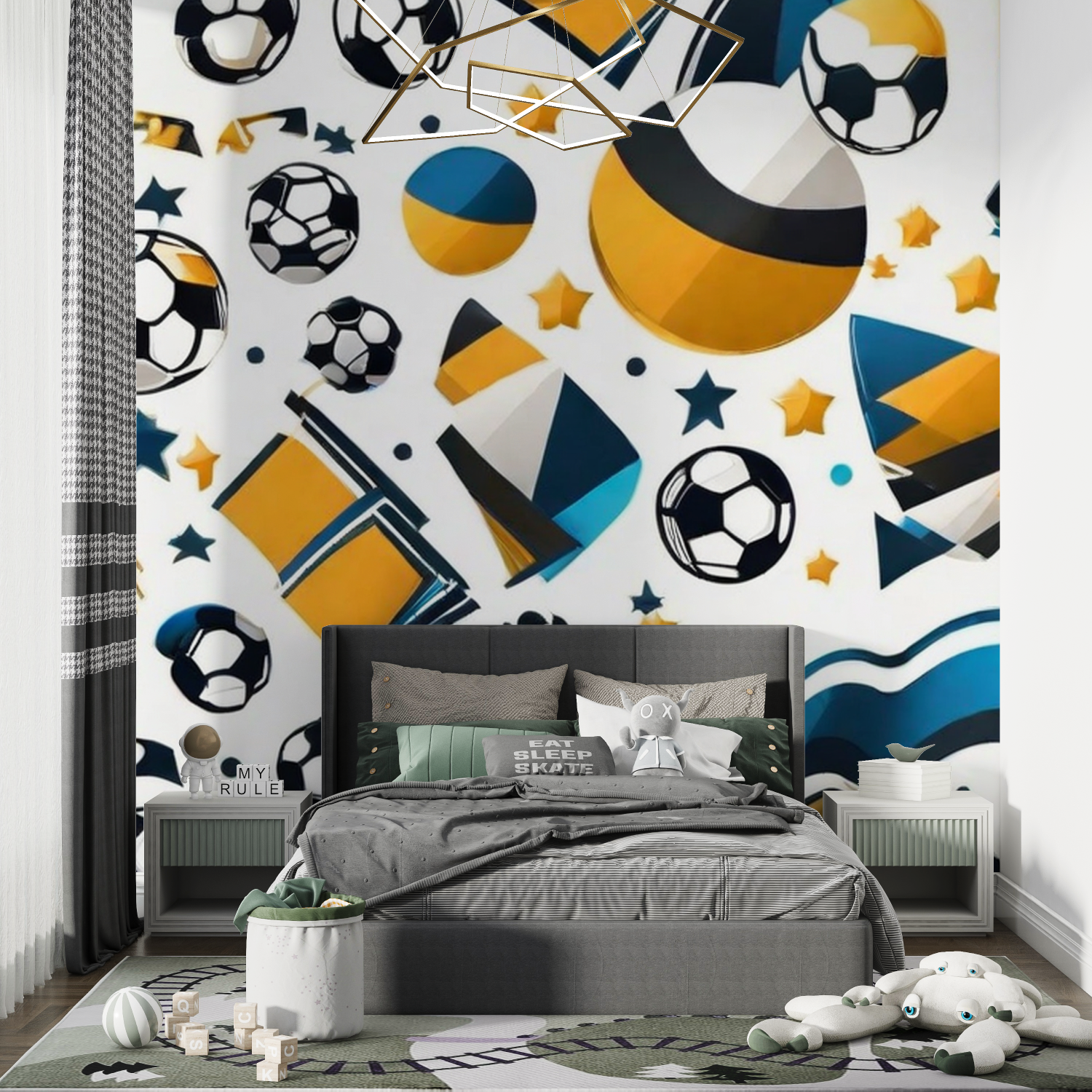Papiers peint motifs ballon de foot chambre de garcon