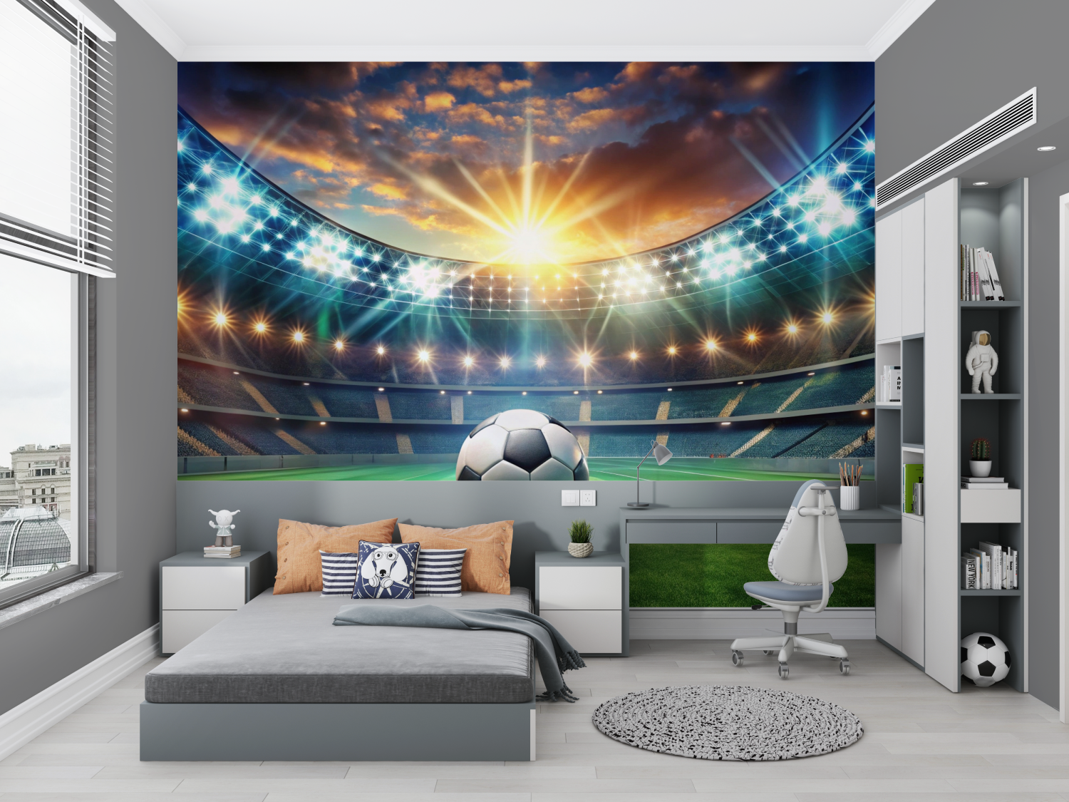 Papier peint stade de foot chambre petit