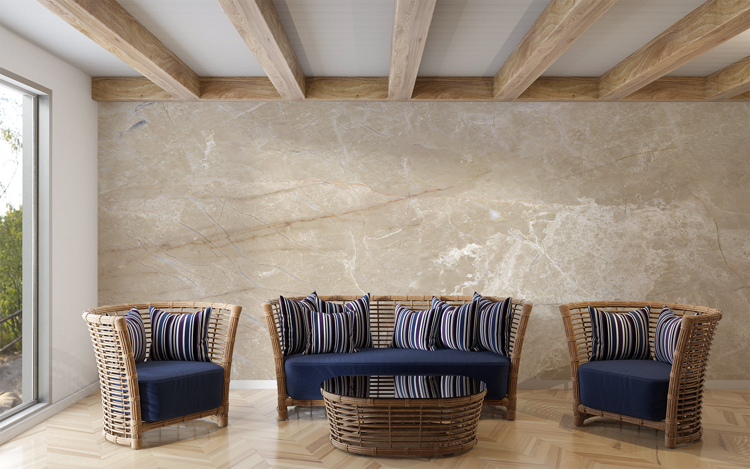 Papier Peint Effet Marbre Beige