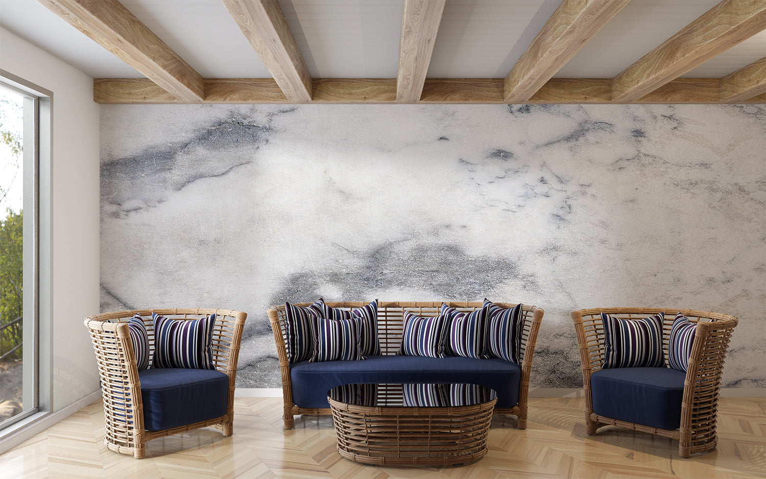 Papier Peint Marbre Blanc Et Gris