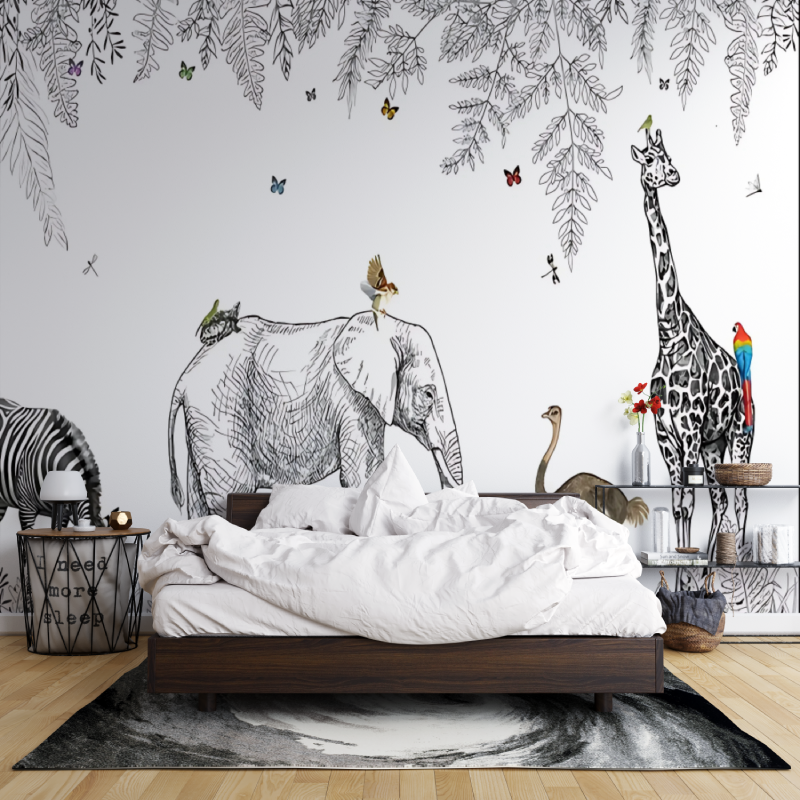 Black and white savannah wallpaper