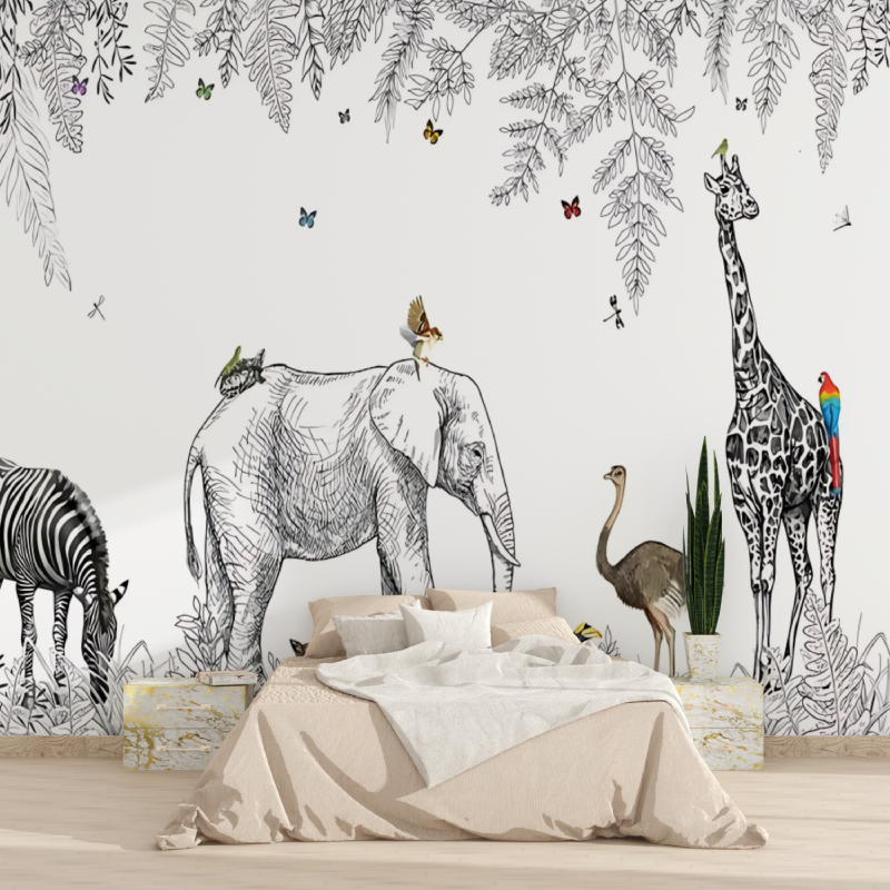 Sfondo di savana in bianco e nero