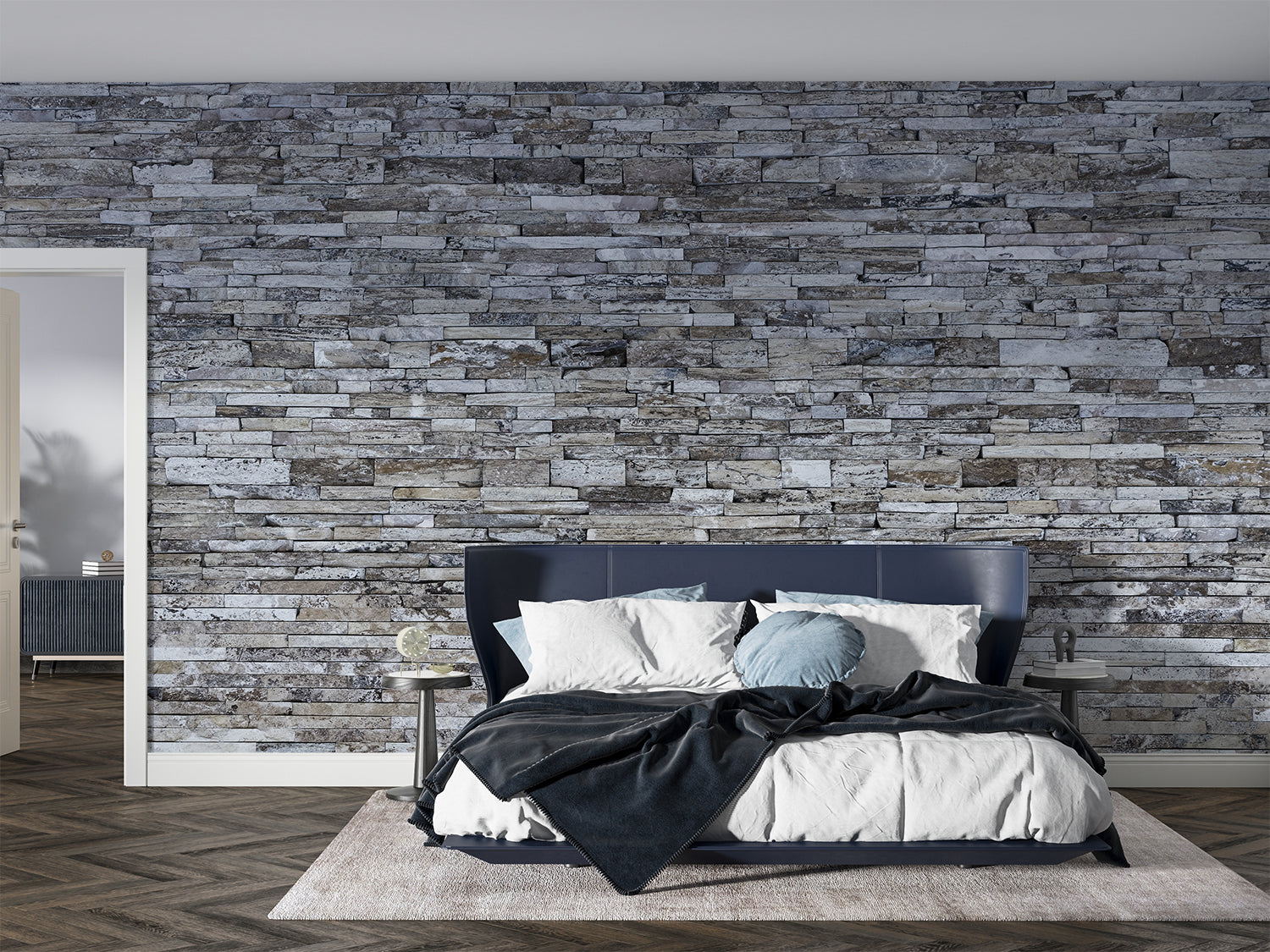 Papier Peint Brique 3D Gris