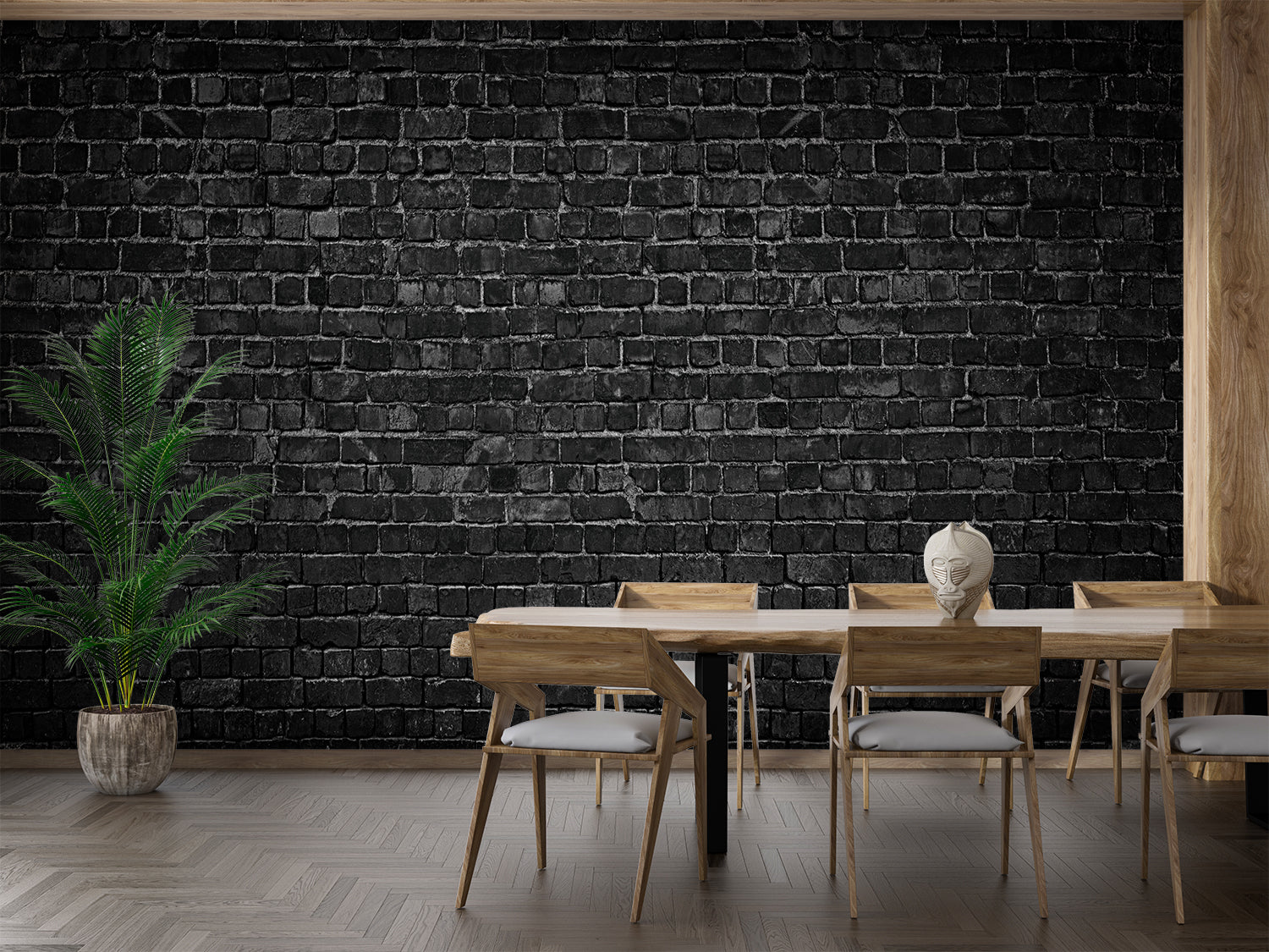 Papier Peint 3D Brique Noir