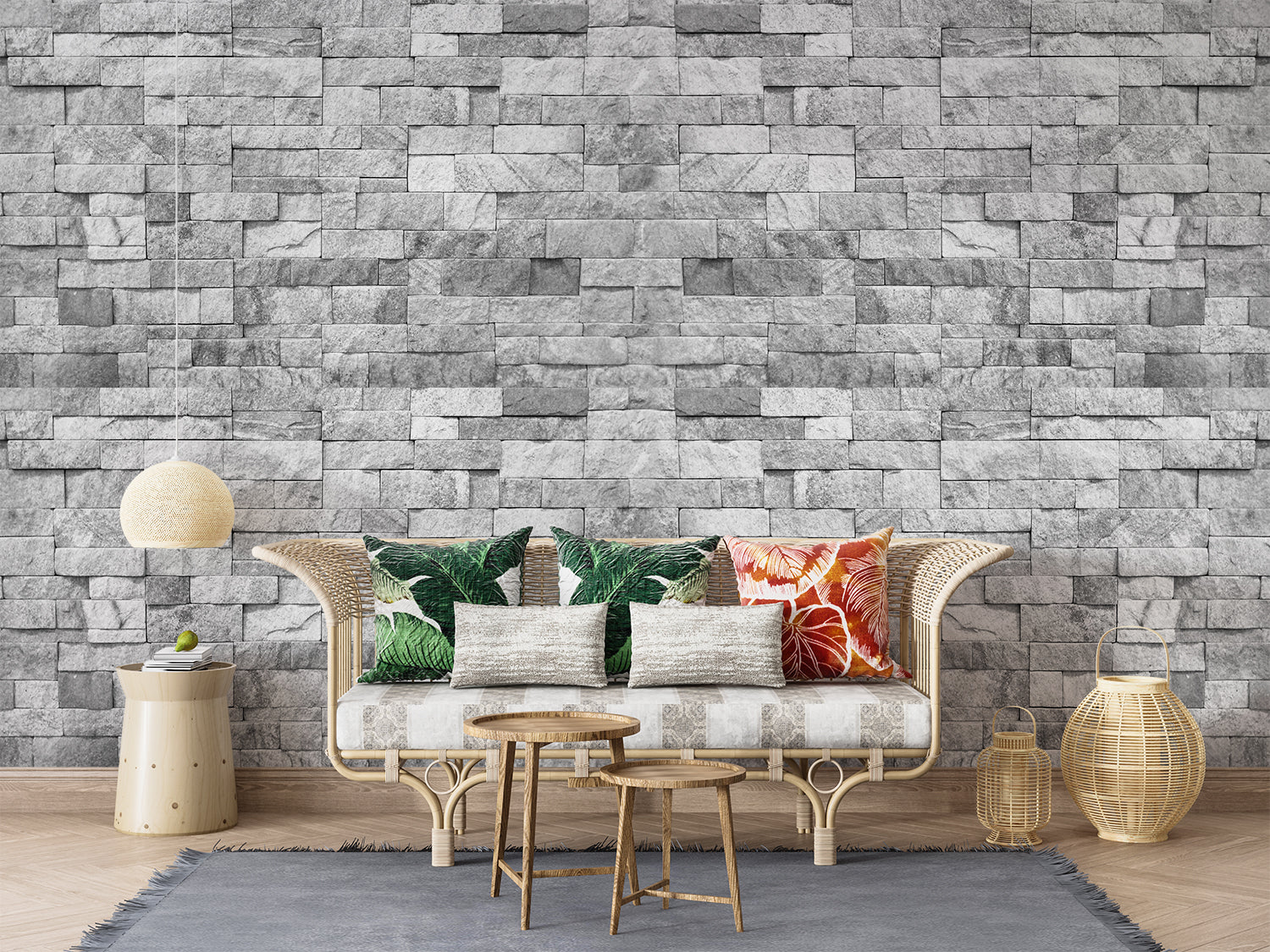 Papier Peint Effet Brique Grise