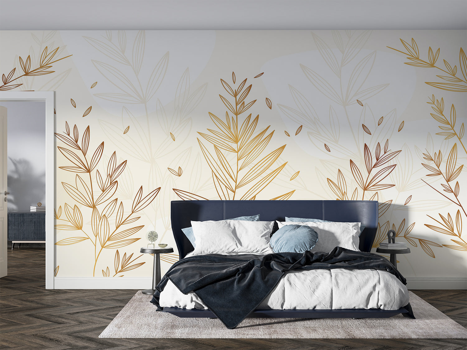 Papier Peint Feuillage Dore