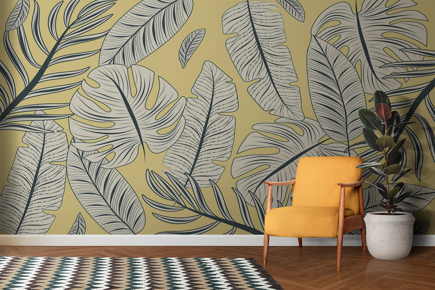 Papier Peint Feuillage Jaune