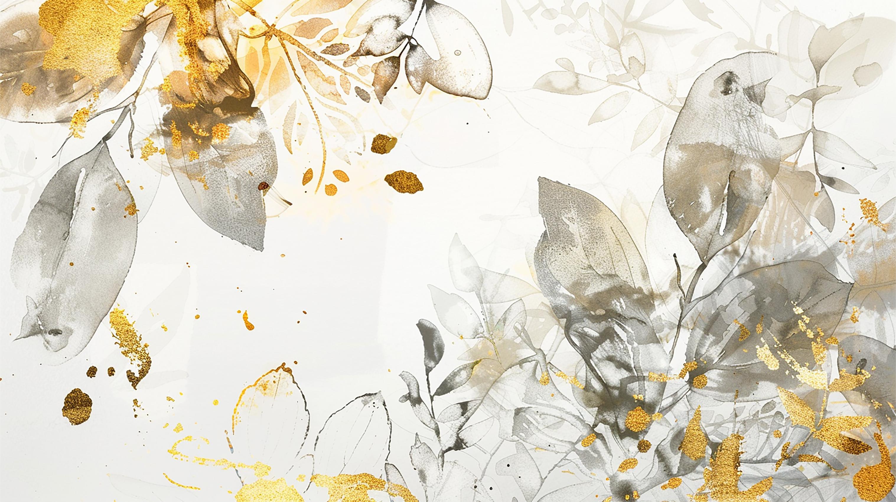Carta da parati di fiori d'oro d'oro