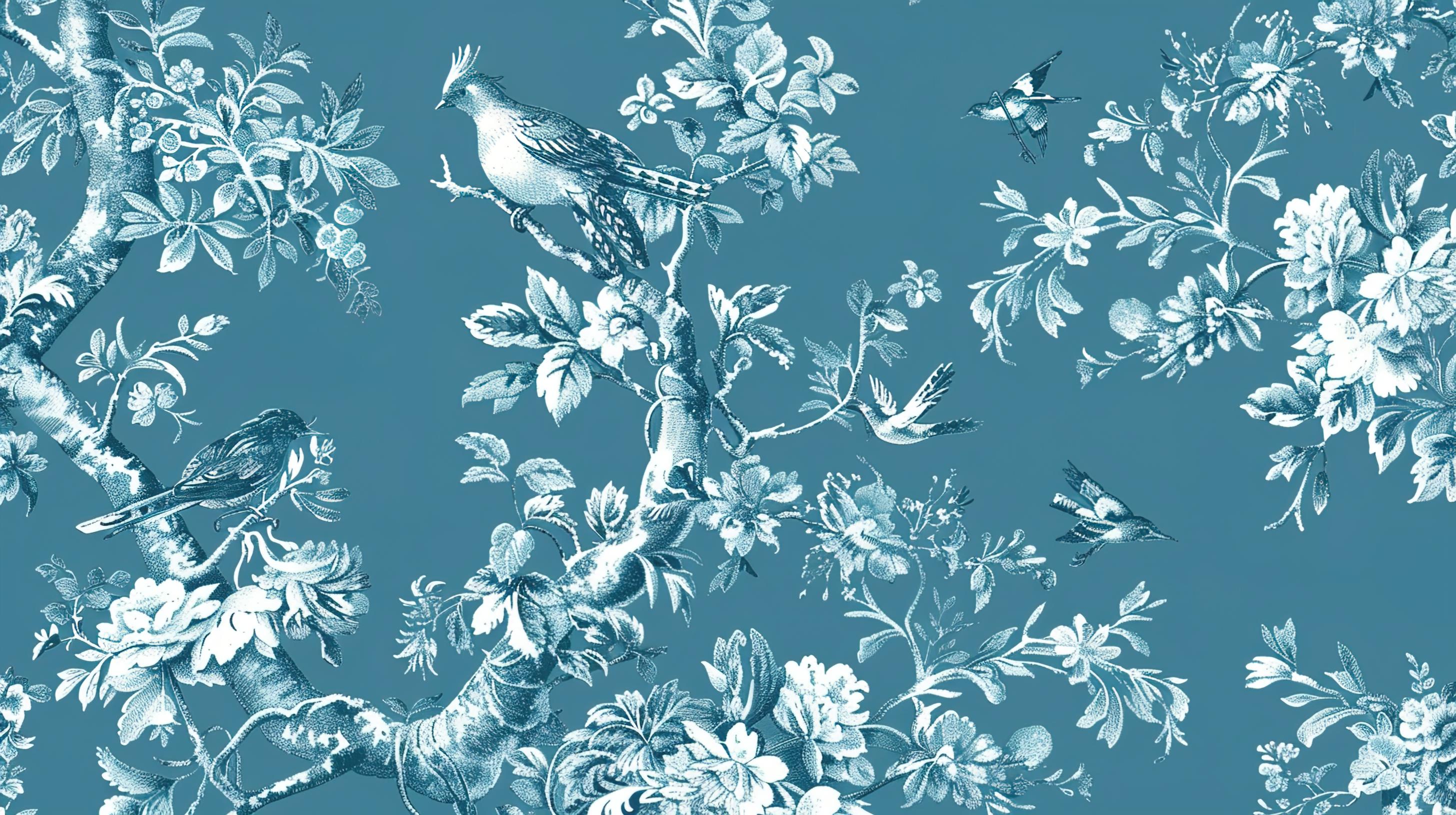 Carta da parati di fiori blu vintage