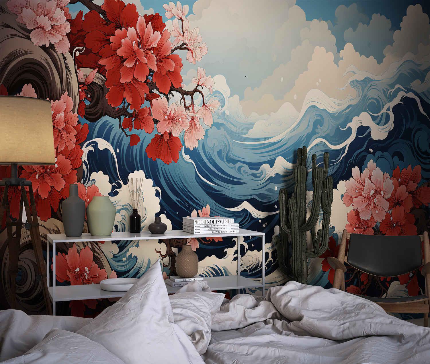 Papier Peint Japonisant Bleu