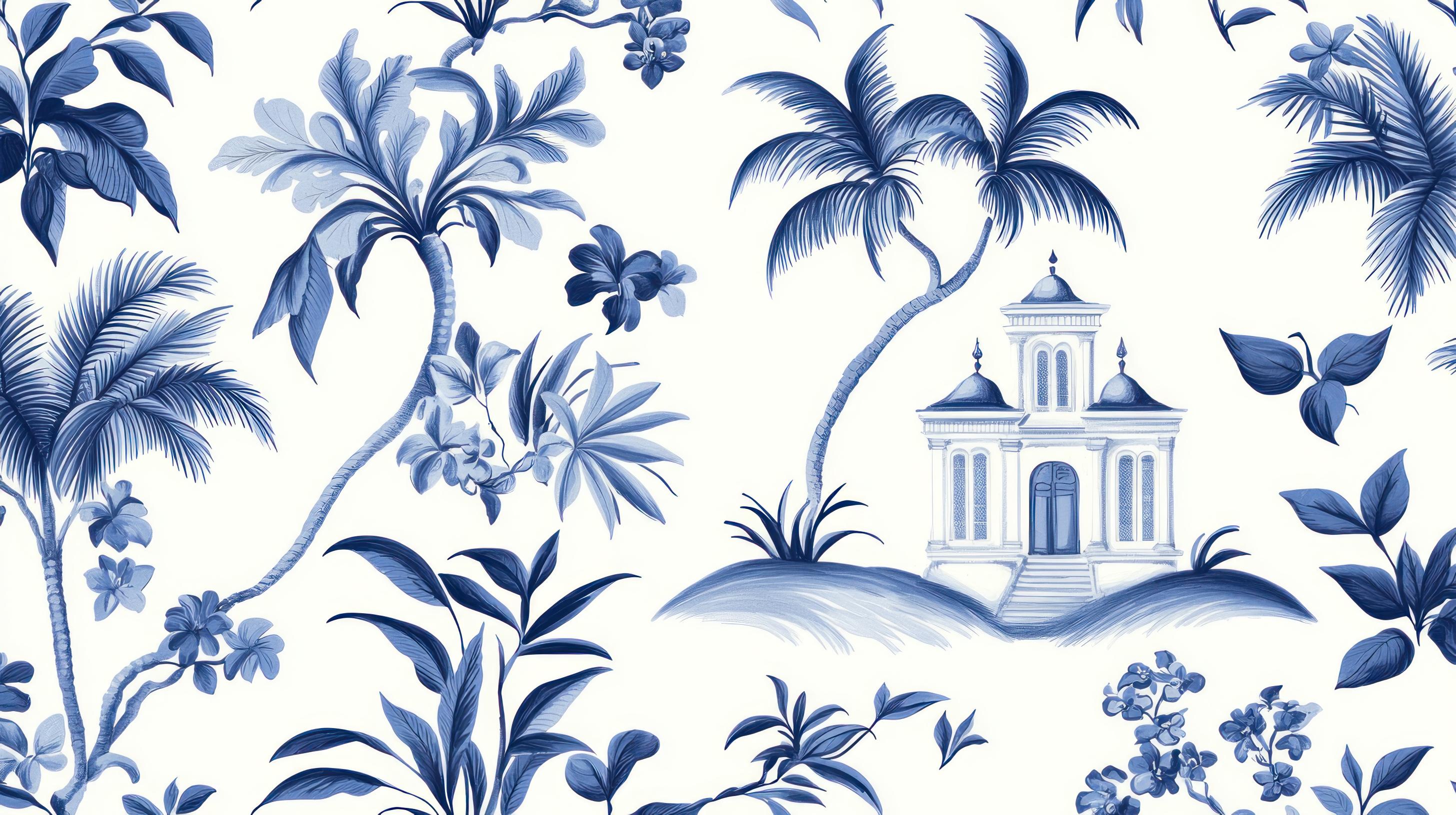 Carta da parati di palma blu